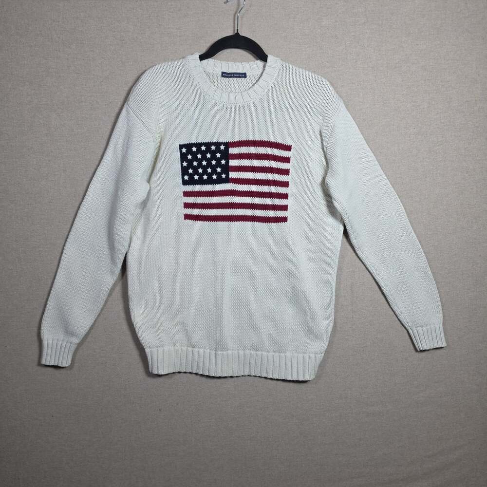 Brandy Melville Preppy American USA Flag Ivory Knit Sweater One Size 100% cotton